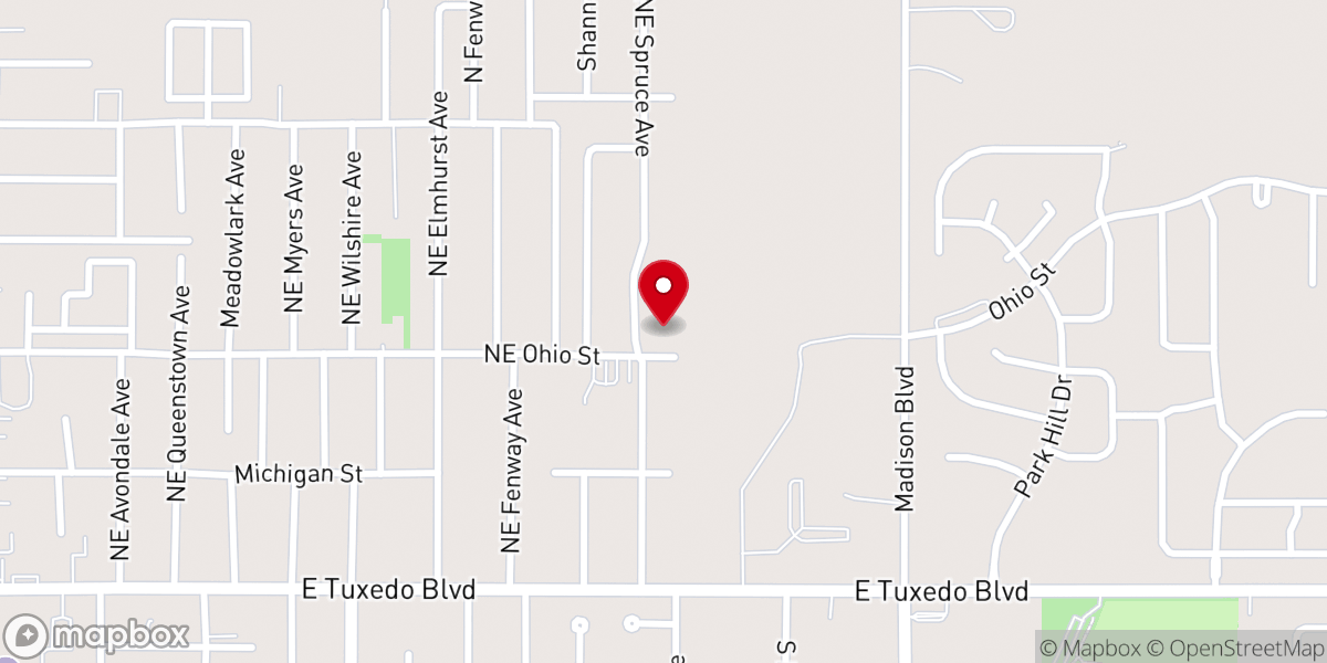 Map showing location of Spruce Avenue Missionary Baptist Church