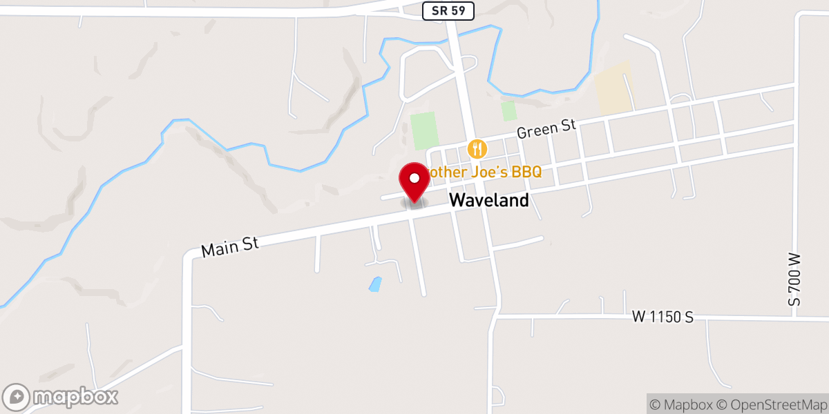 Map showing location of Waveland Christian Church