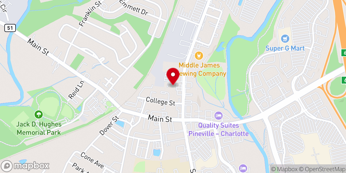 Map showing location of Freedom Worship Center of Charlotte