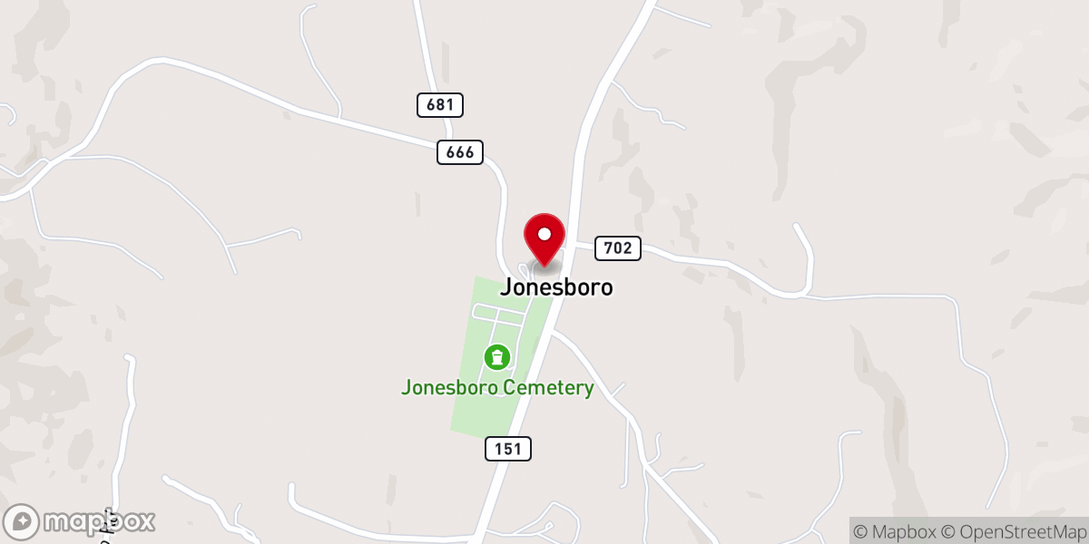 Map showing location of Jonesboro Baptist Church