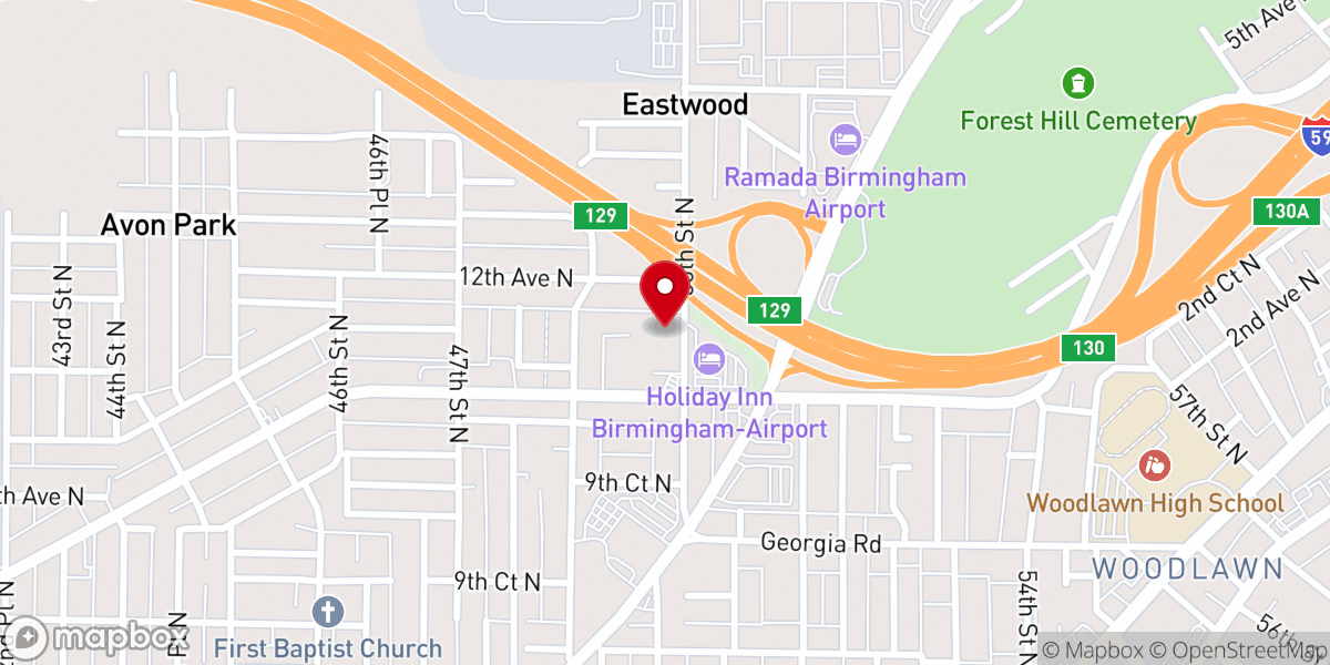 Map showing location of Central Missionary Baptist Church