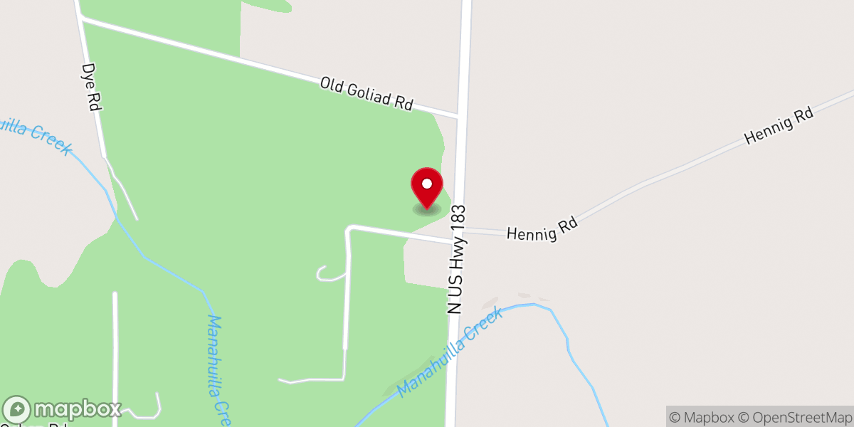 Map showing location of Goliad Church of Christ