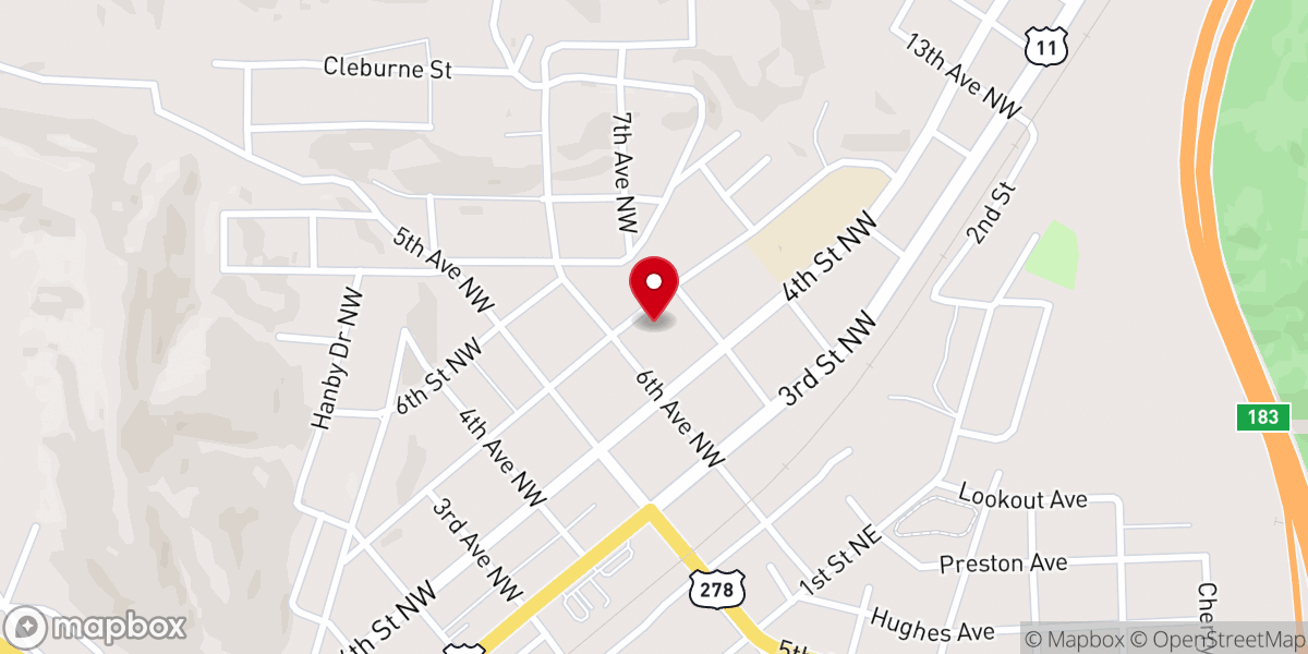 Map showing location of First Baptist Church-Attalla
