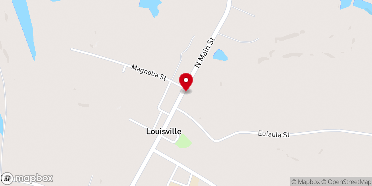 Map showing location of Louisville Baptist Church