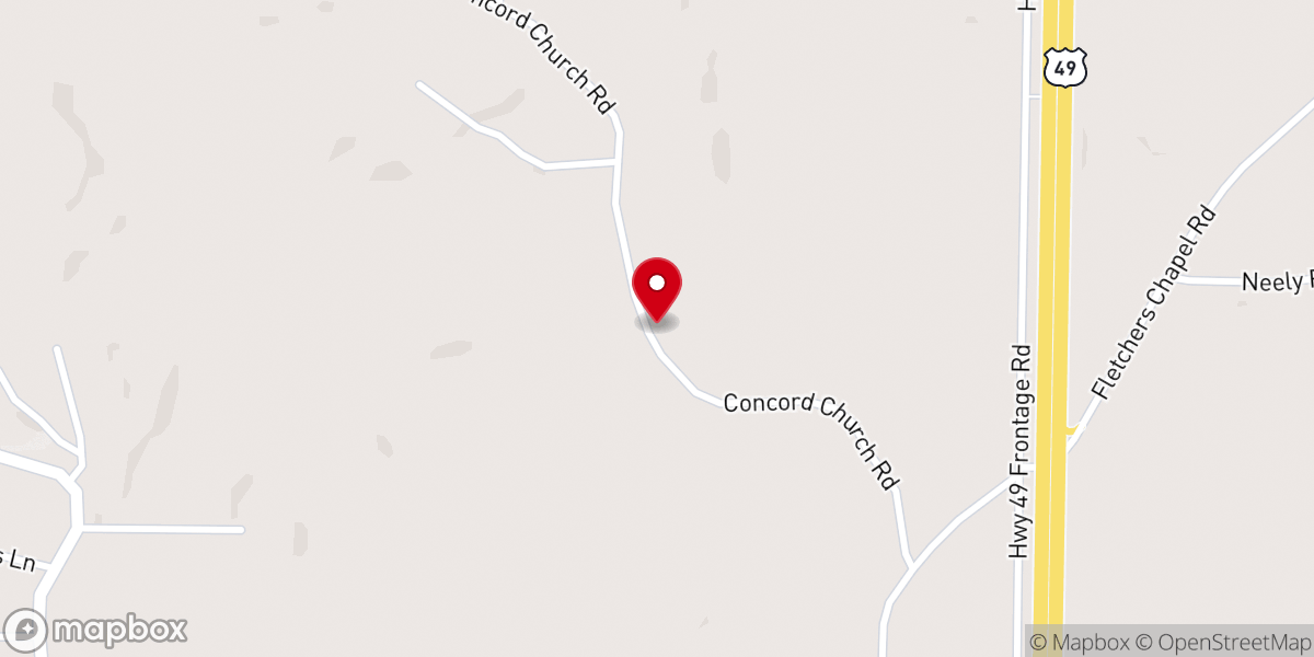 Map showing location of Concord Baptist Church