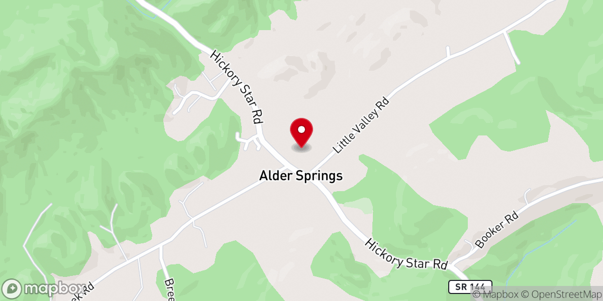 Map showing location of Alder Springs Missionary Baptist Church