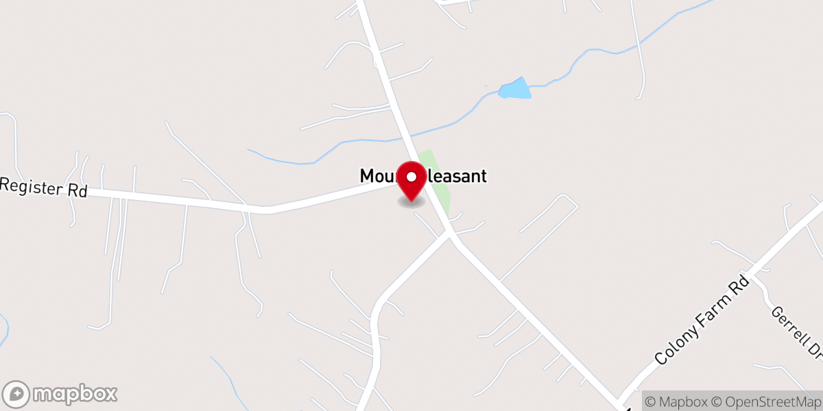 Map showing location of Mt. Pleasant Baptist Church
