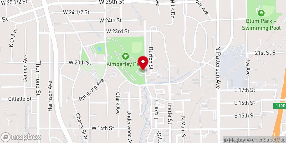 Map showing location of Kimberly Park Holiness Church