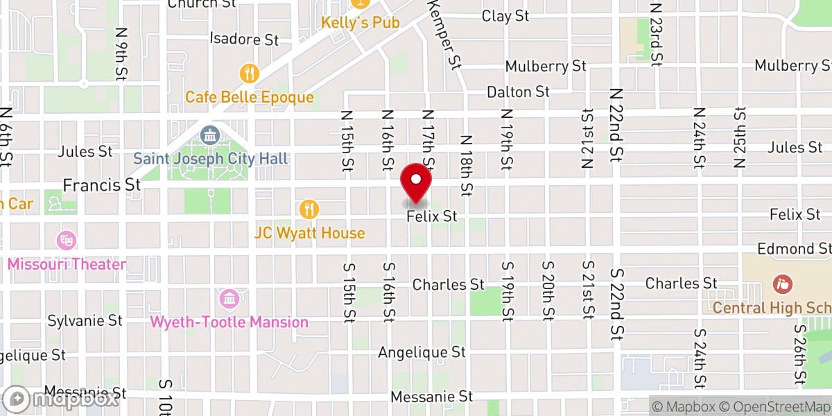 Map showing location of Temple Adath Joseph