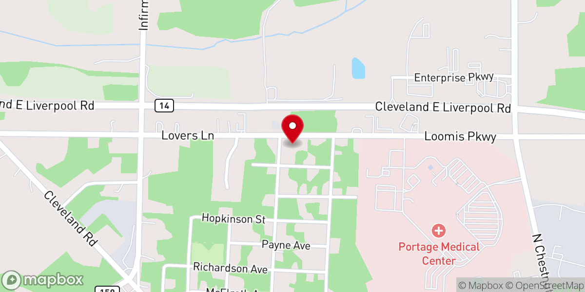 Map showing location of The Community Baptist Church of Ravenna
