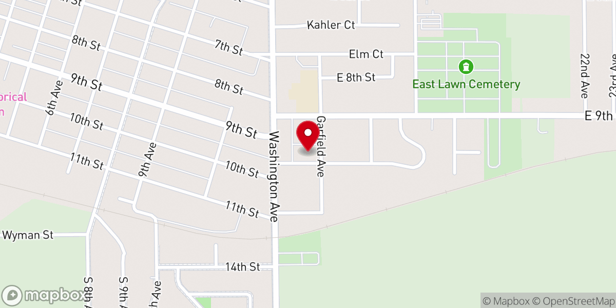 Map showing location of St. Paul Lutheran Church
