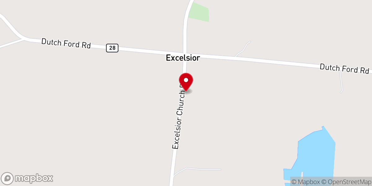 Map showing location of Excelsior Baptist Church