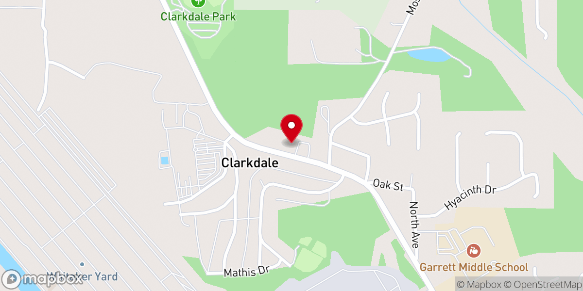Map showing location of Clarkdale United Methodist Church