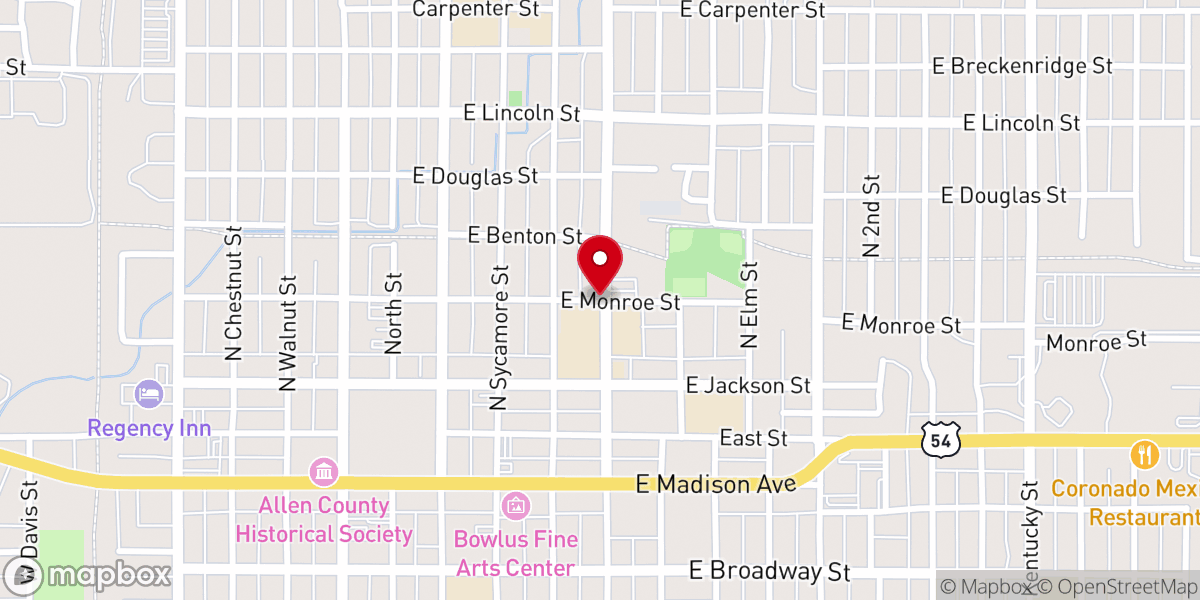Map showing location of Covenant of Faith Christian Center Inc