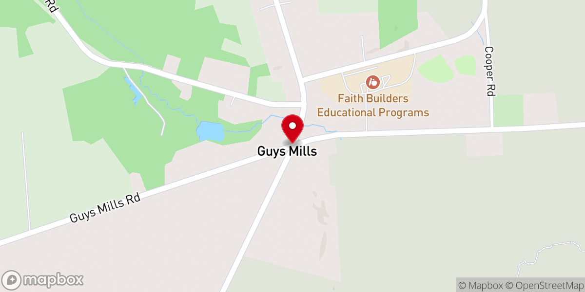 Map showing location of Guys Mills