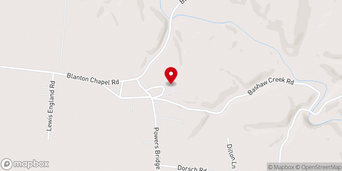Map showing location of Blanton Chapel