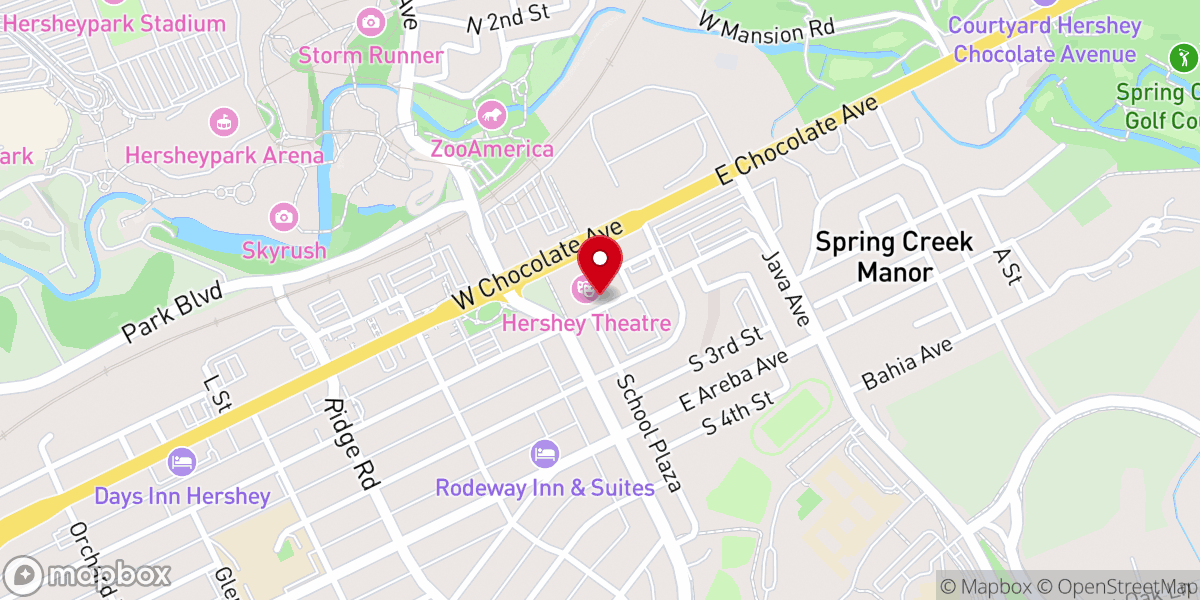 Map showing location of Hershey Theatre