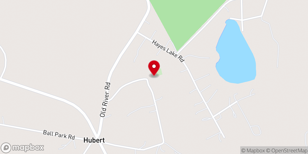 Map showing location of Hubert Methodist Church