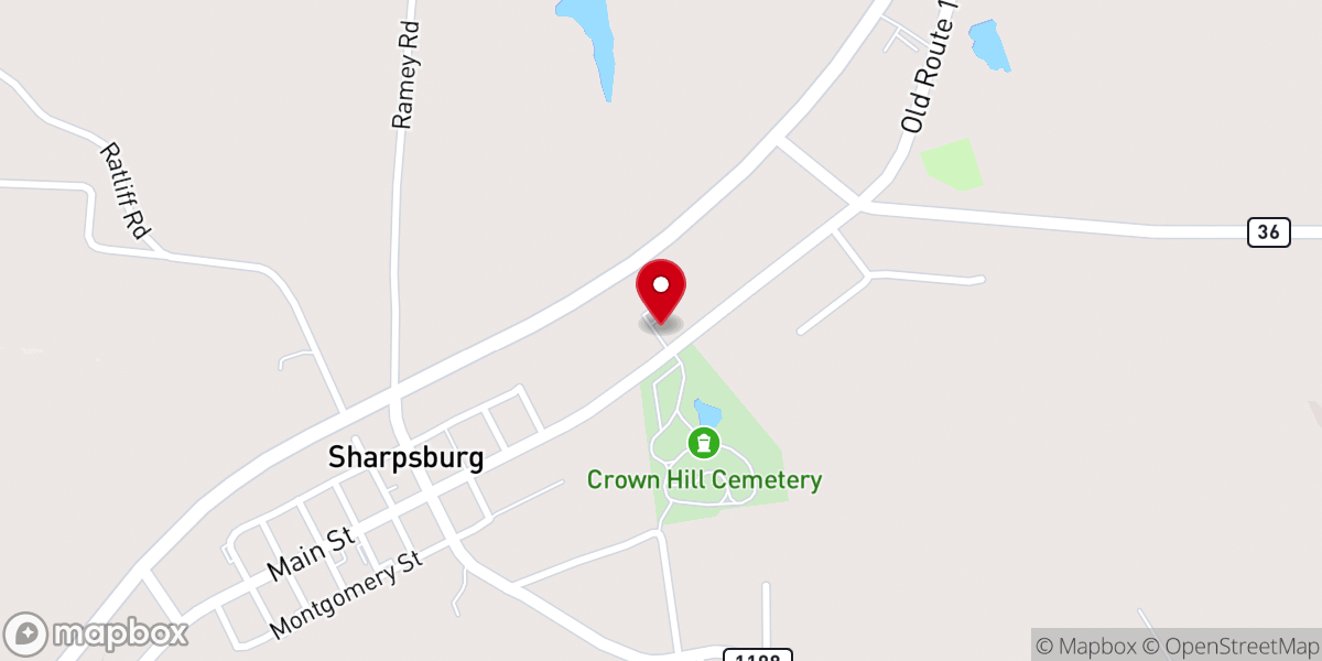 Map showing location of Sharpsburg Christian Church
