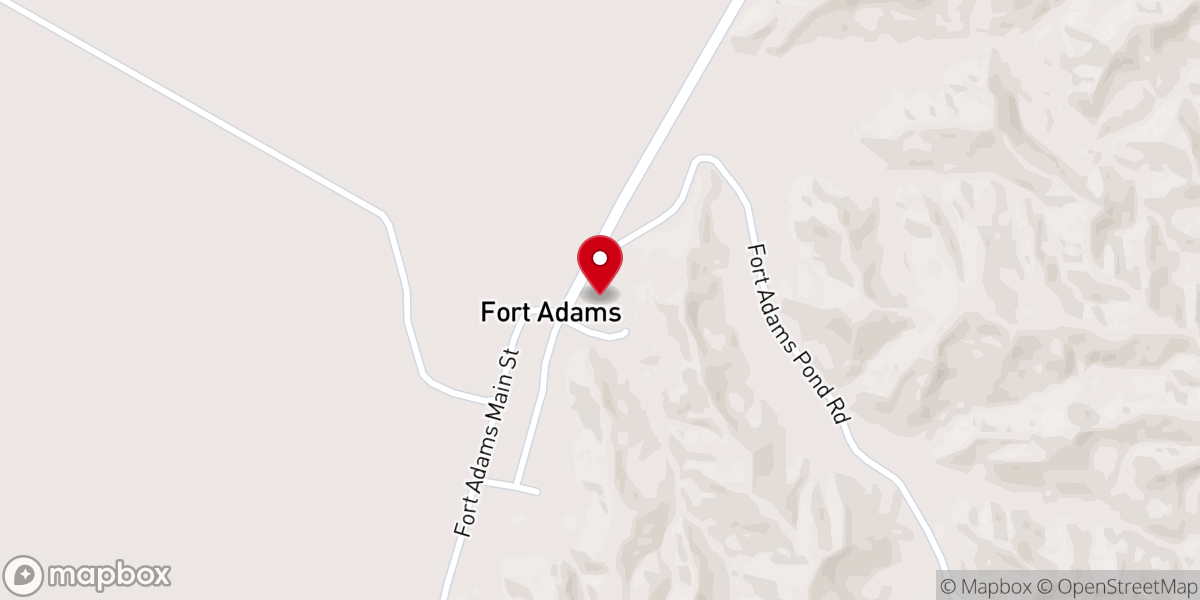 Map showing location of Fort Adams Baptist Church