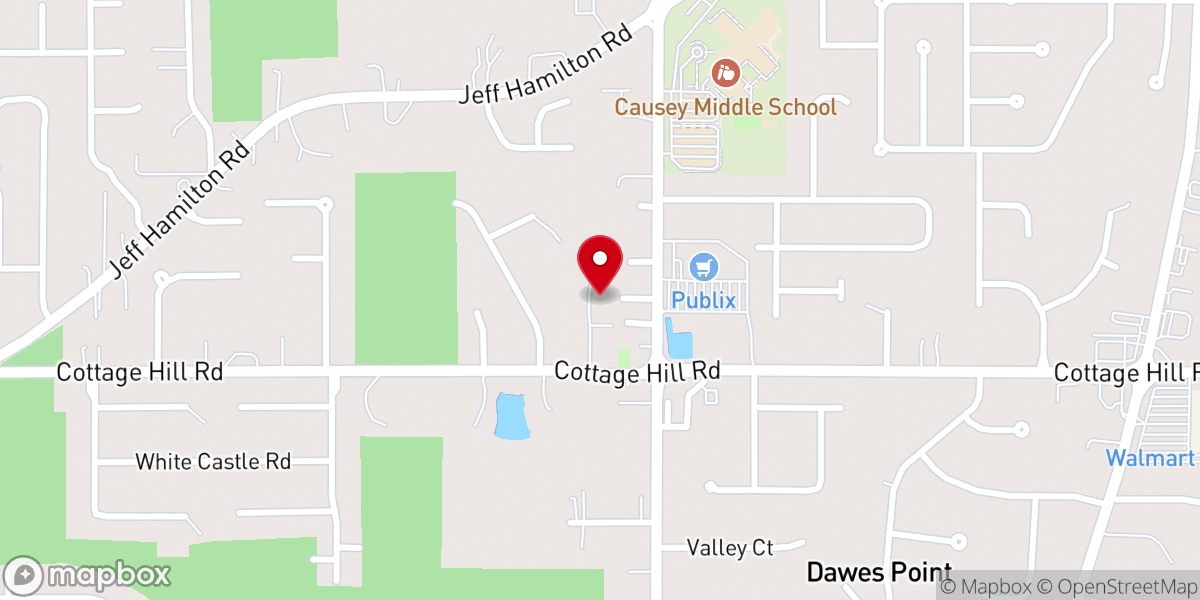 Map showing location of Crossroads Baptist Church