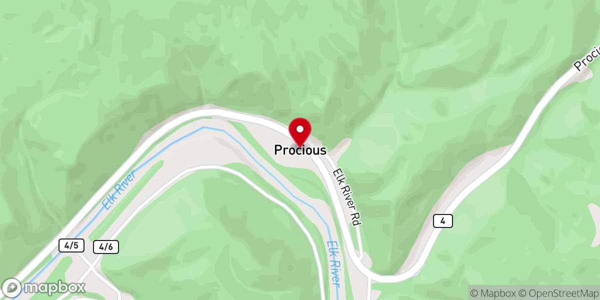 Map showing location of Procious