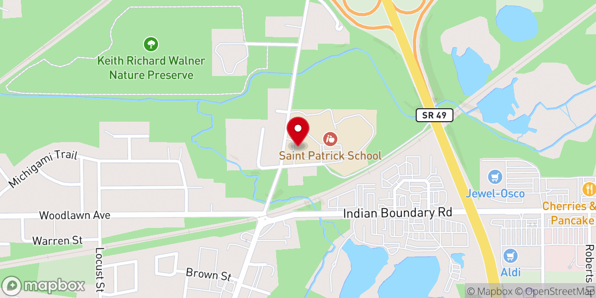 Map showing location of St Patrick Catholic Community