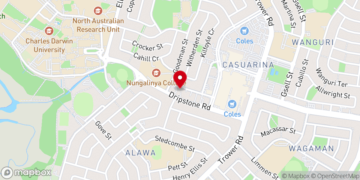 Map showing location of Casuarina Baptist Church