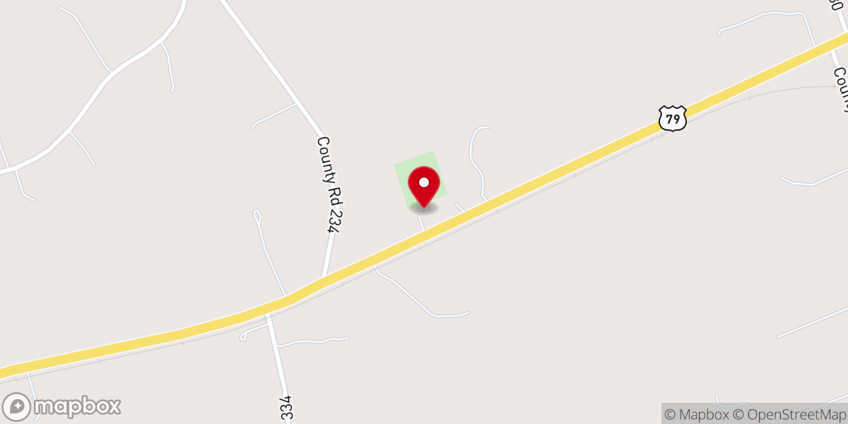 Map showing location of Church of Christ at Sandy Creek