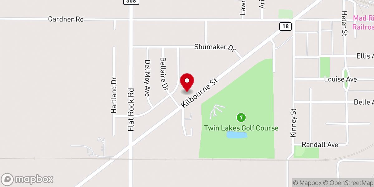 Map showing location of Bellevue Assembly of God Church