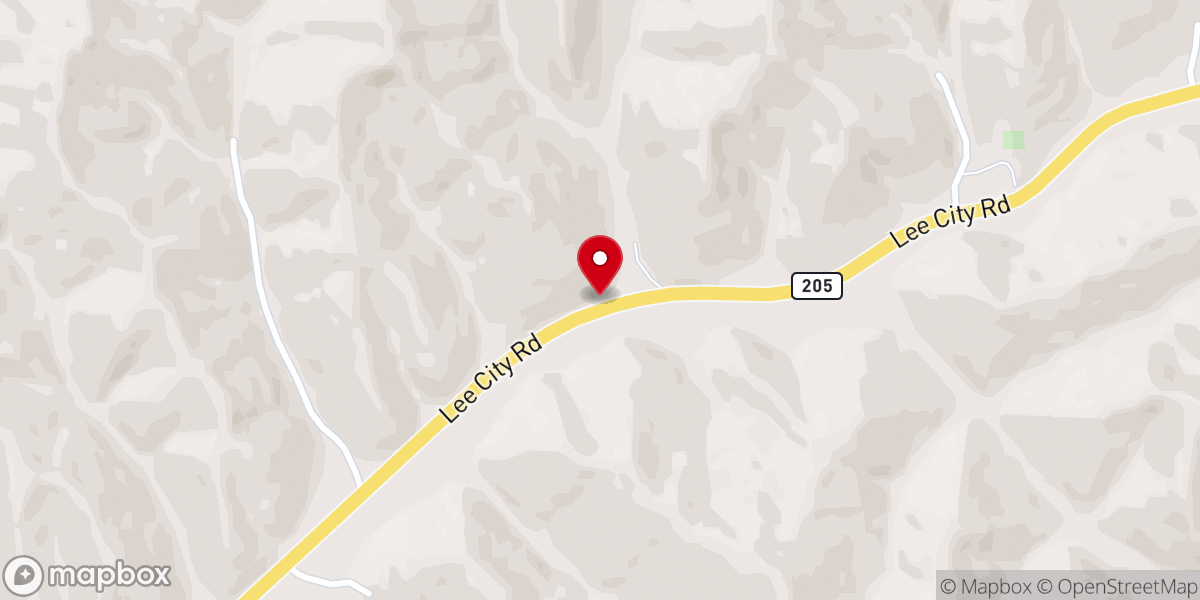 Map showing location of Boone's Fork Church