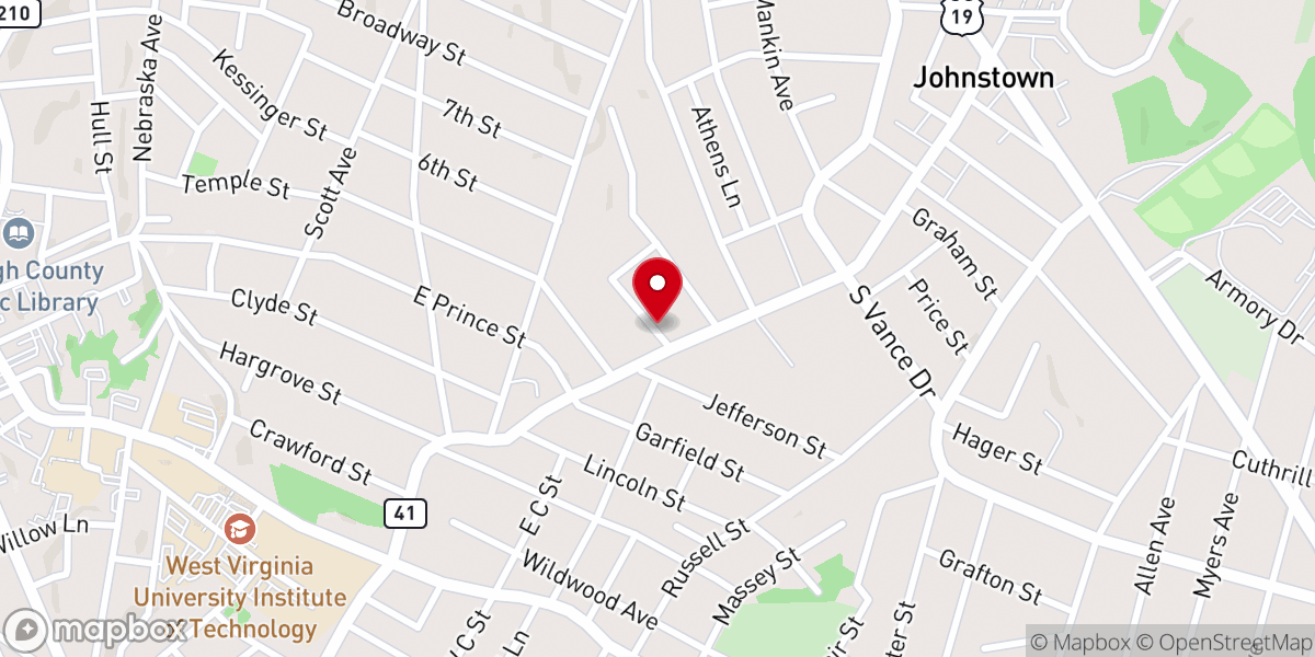Map showing location of First Church of the Nazarene