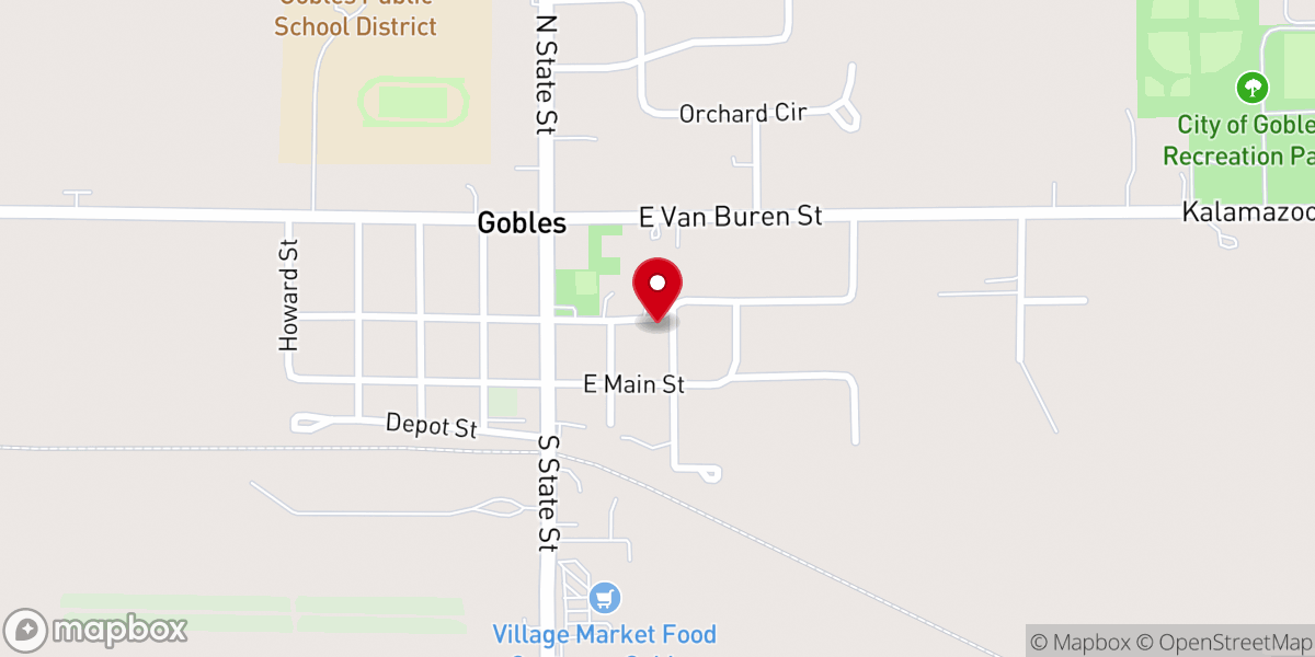 Map showing location of Gobles United Methodist Church