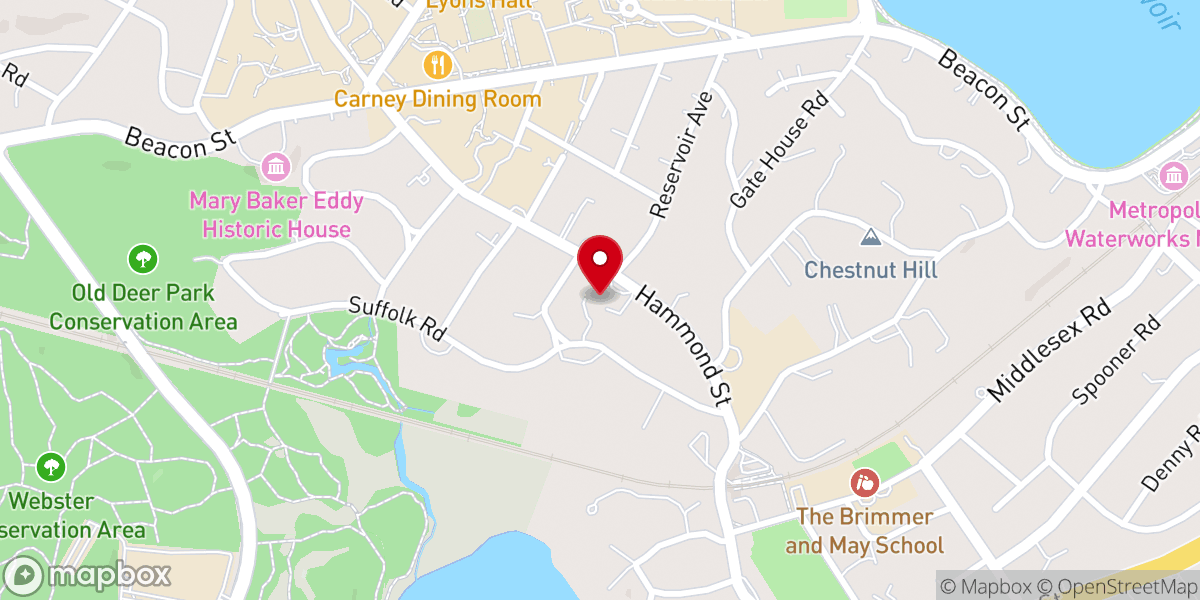 Map showing location of Church of the Redeemer in Chestnut Hill