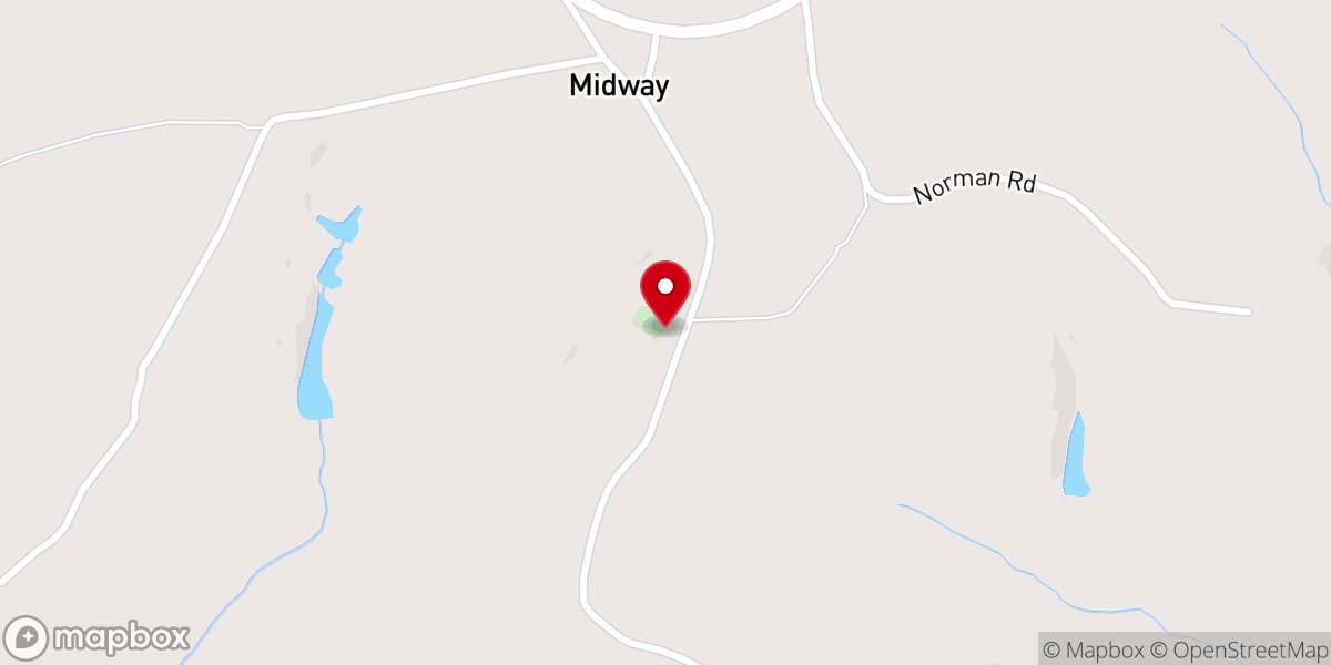 Map showing location of Midway Church