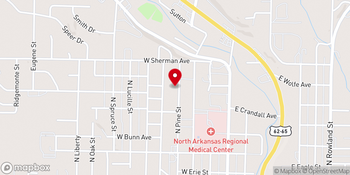 Map showing location of Pine Street Missionary Baptist