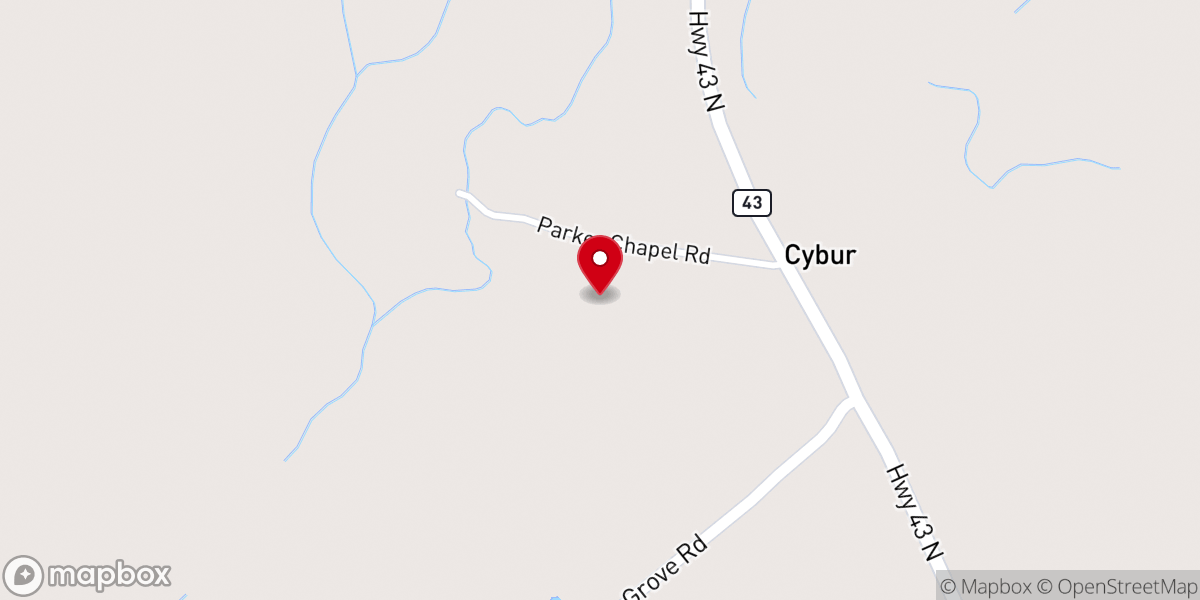 Map showing location of Parker Chapel