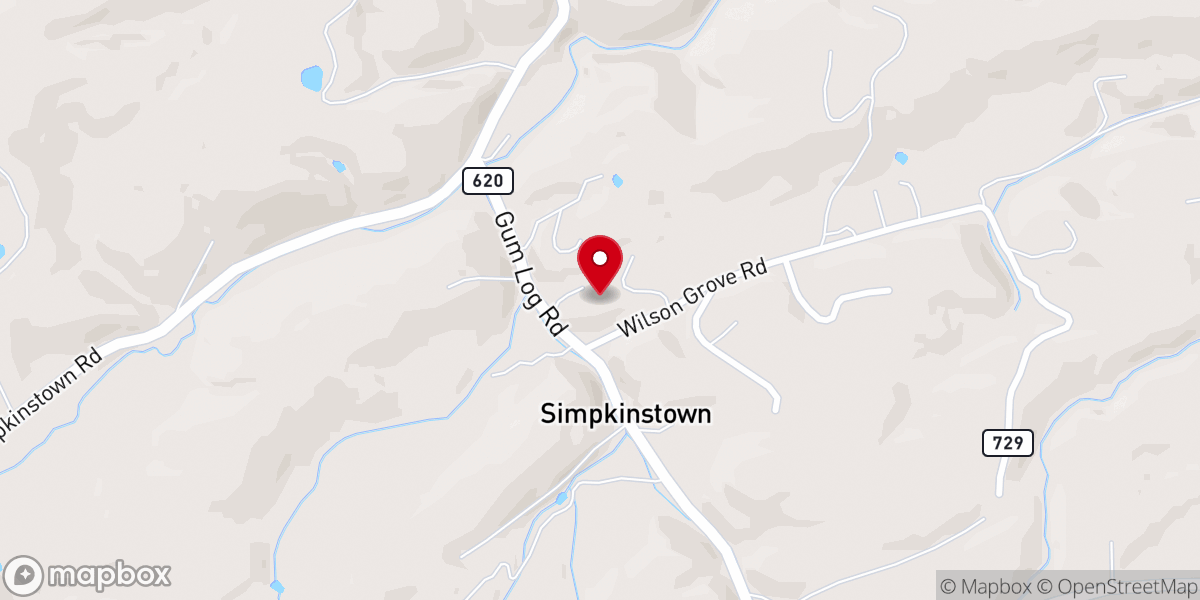 Map showing location of Wilson Grove Church