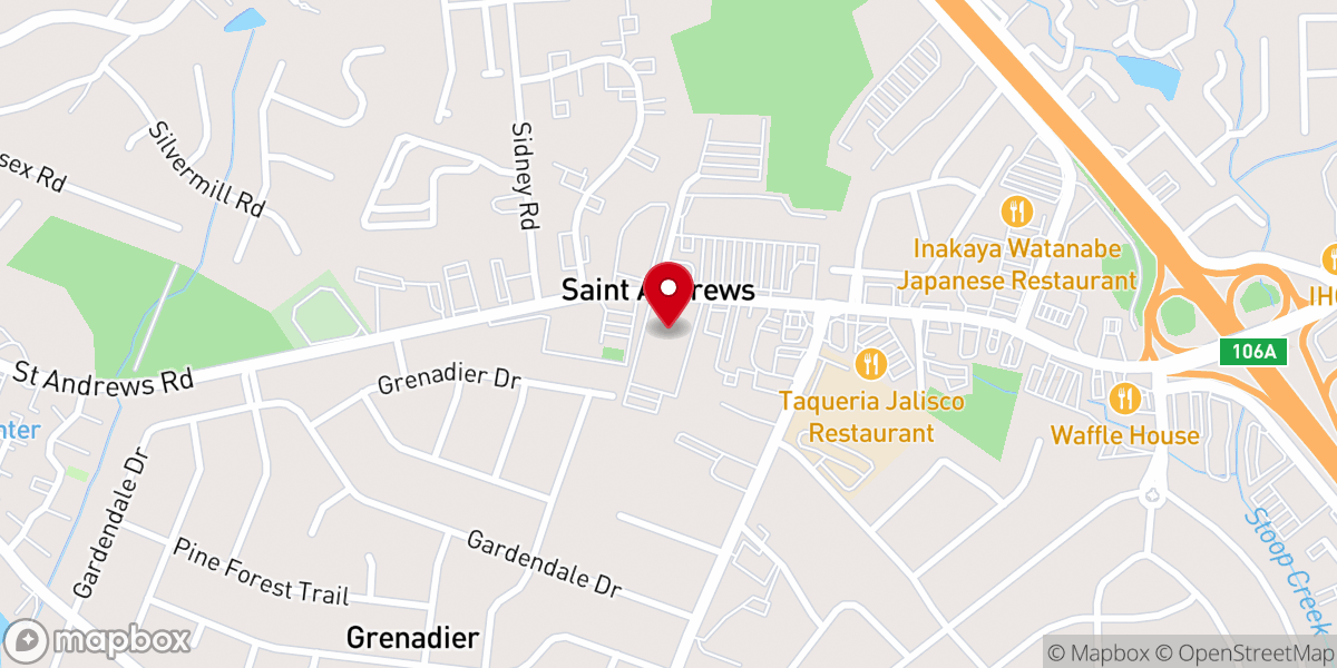 Map showing location of Seven Oaks Presbyterian Church