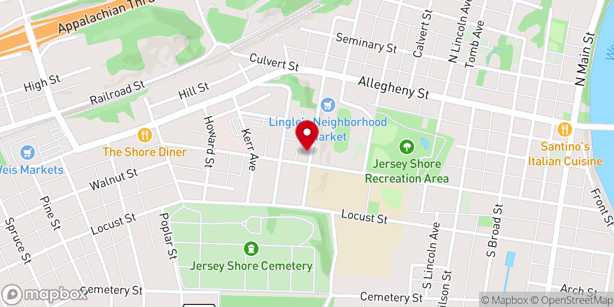 Map showing location of Trinity Episcopal Church