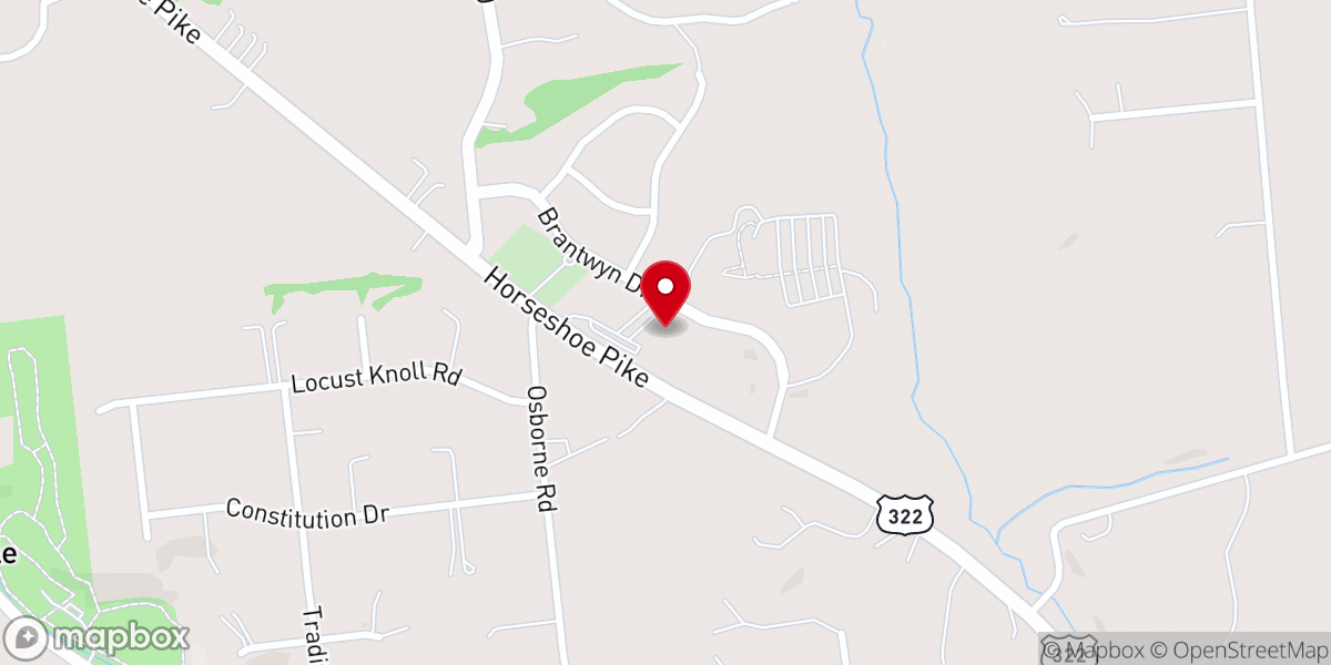 Map showing location of East Brandywine Baptist Church