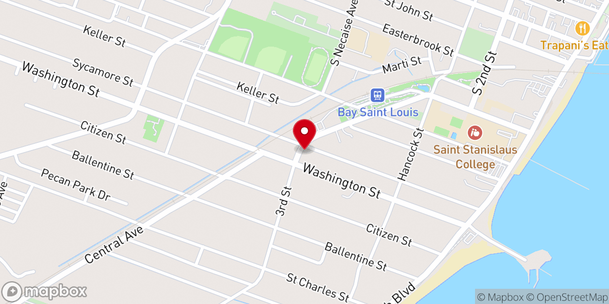 Map showing location of First Missionary Baptist Church of Bay St. Louis, MS