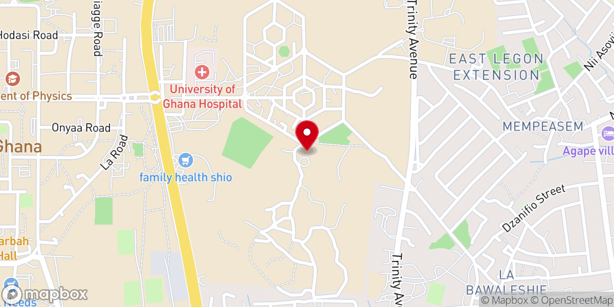 Map showing location of Legon Baptist Church