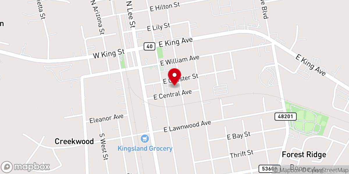 Map showing location of First Baptist Church of Kingsland
