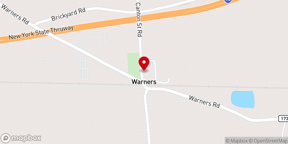 Map showing location of Warners United Methodist Church