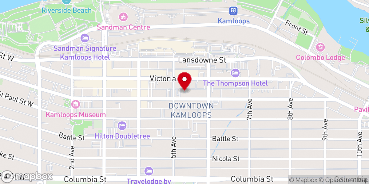 Map showing location of Kamloops Service Canada Centre