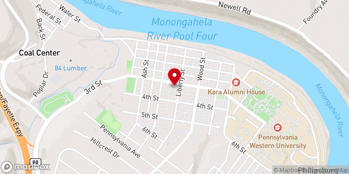 Map showing location of California United Methodist Church