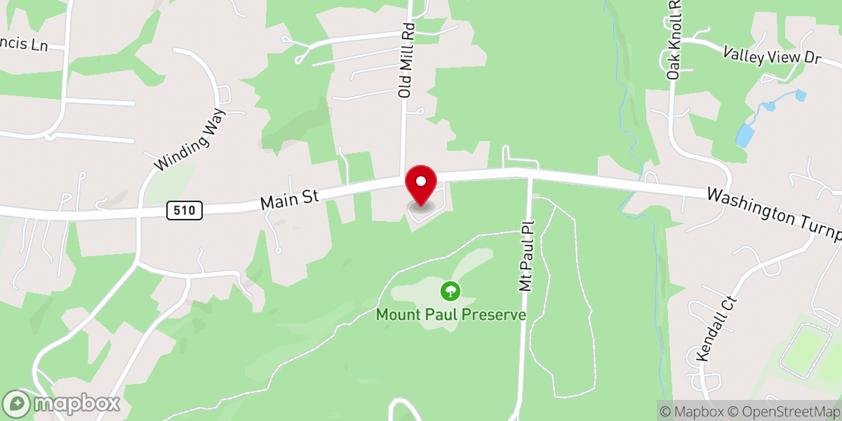 Map showing location of Mendham Hills Community Church