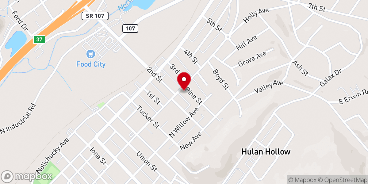 Map showing location of Bethany Lutheran Church