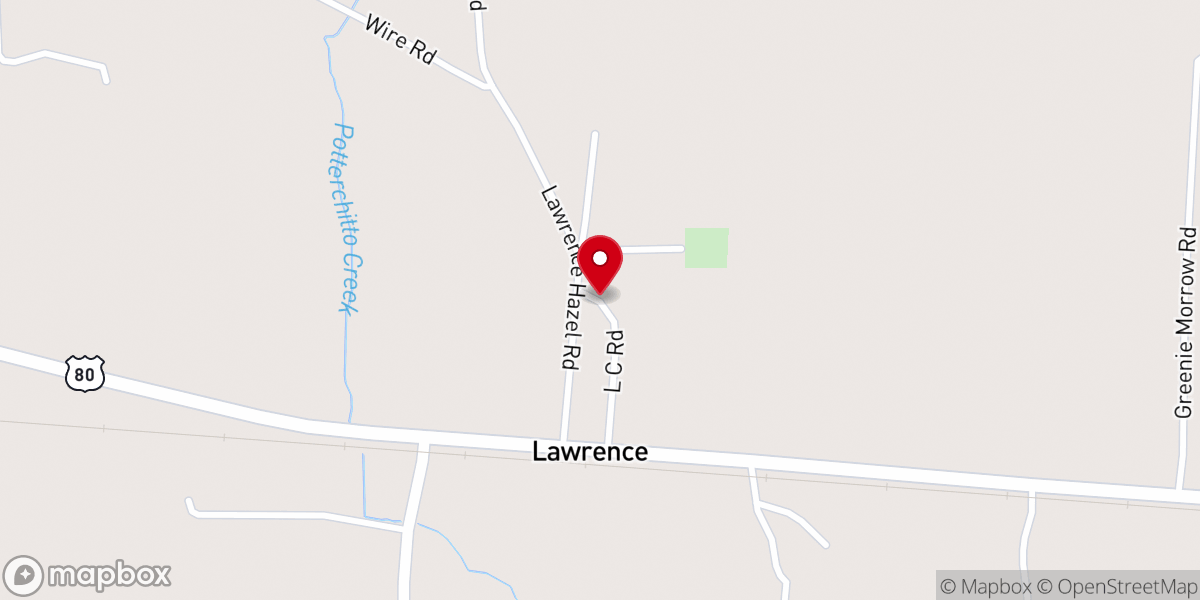 Map showing location of Lawrence Baptist church